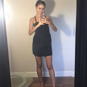 Black Corduroy Overall Dress
